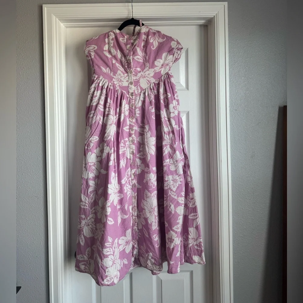 Free People Perfect Sundress Pink Midi Floral Linen Blend Medium Wedding Guest